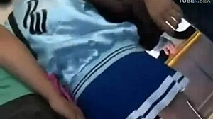 Oral sex and cumshot on bus for young college girl