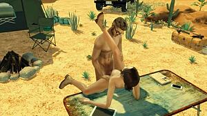 Paródia de Tomb Raider em Sims 4 com falos egípcios do destino